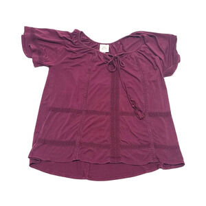 Knox Rose women's small burgundy peasant blouse tassels